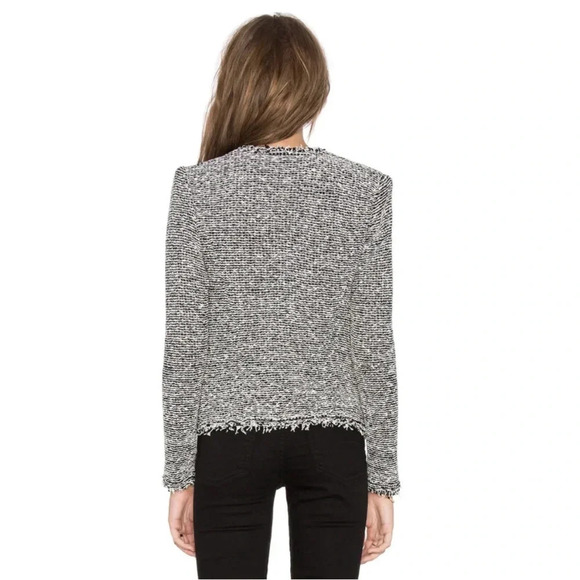 IRO Azure Black and White Open Front Tweed Blazer Womens EU 38 US 6 - Picture 3 of 10